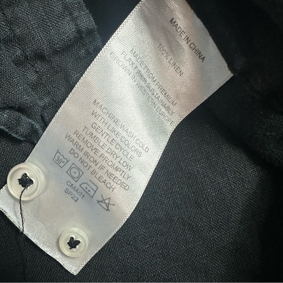 Quince 100% European Linen Long Sleeve Shirt Large Black button down relaxed - Picture 11 of 11